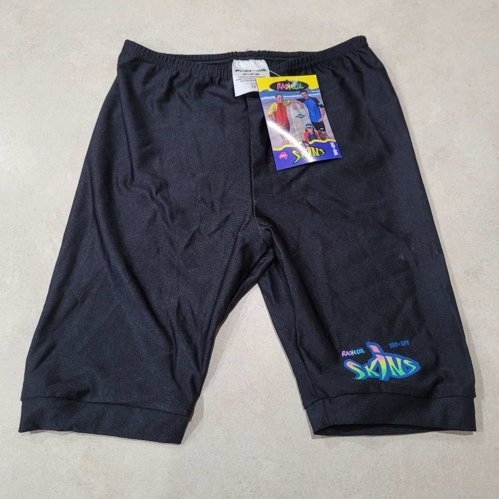 Radicool Skins Black Rashguard Swimming Shorts Size 12 New With Tags